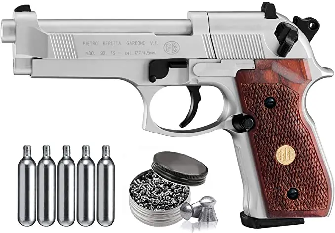 

Soft metal weapon Beretta m92fs air pistol BB, equipped with carbon dioxide tank and lead bullet metal wall plate and wall sign