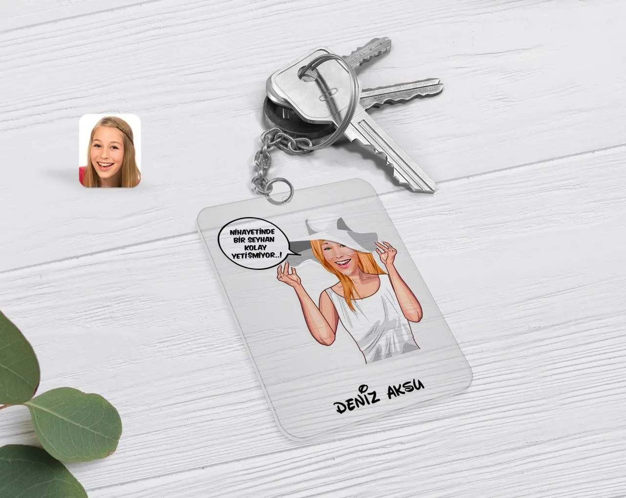 

Personalized Women 'S Easy Grow Caricature Of Transparent Plexiglass Anahtarlık-6