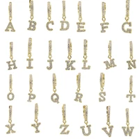 hot selling personality 26 alphabet small cute pendant shiny rhinestone alloy gold plating earrings