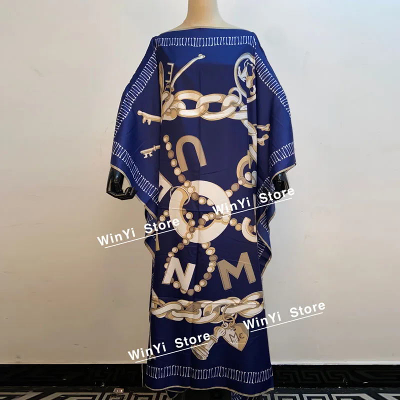 WINYI модное летнее пикантное шелковое платье кафтан с принтом длинное в стиле бохо