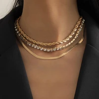 ingemark 3pcsset fashion multilayer snake tennis chain necklaces for women charm vintage shiny crystal men choker party jewelry