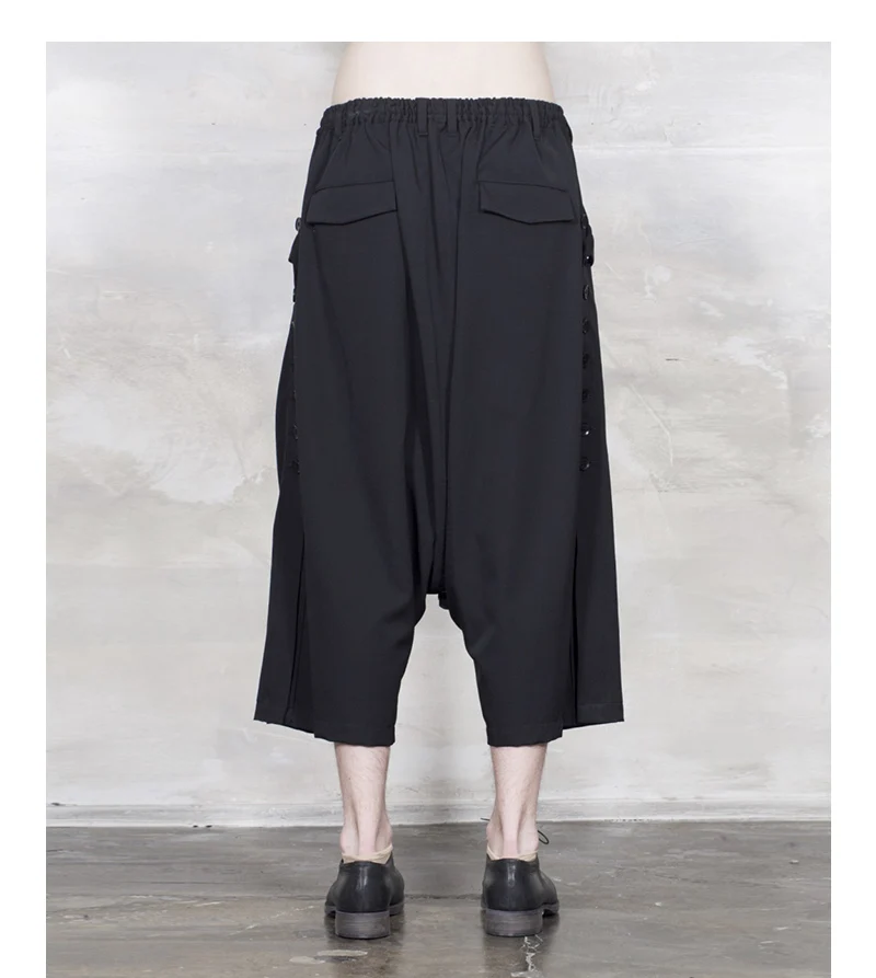 Брюки-шаровары мужские черные с застежкой сбоку | Мужская одежда