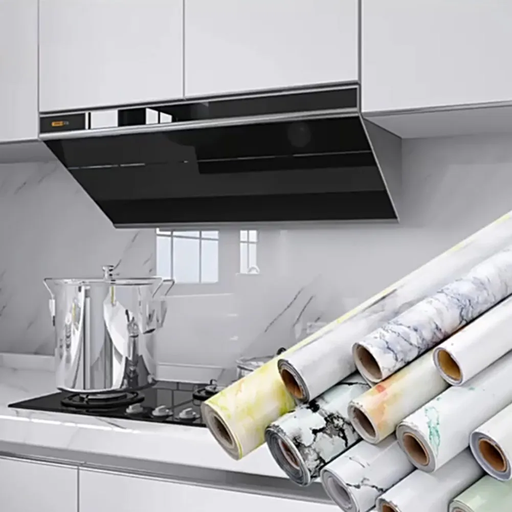 

1roll Marble Grain Wallpaper Wall Stickers Waterproof PVC Marble Countertop Stickers For Kitchen Bathroom Wall Decor Wallpaper