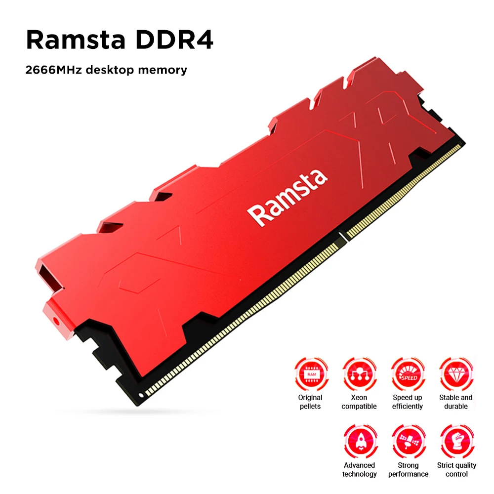 

NEW minner Ramsta Memoria Ram DDR4 4/8/16GB Metal High Performance IC Chip Desktop Memory 2666MHz Red Desktop Memory Module Ram