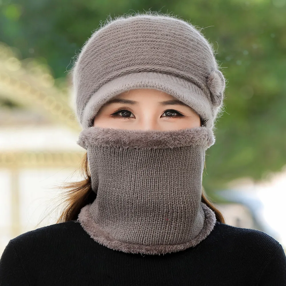Новая женская зимняя шапка уличный теплый комплект модные шапки с меховой