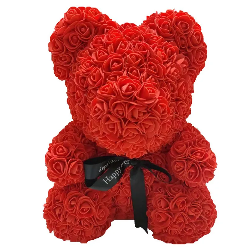 Forever Rose Bear LED Light Dolls PE искусственный созданный вручную любовь вечный цветок