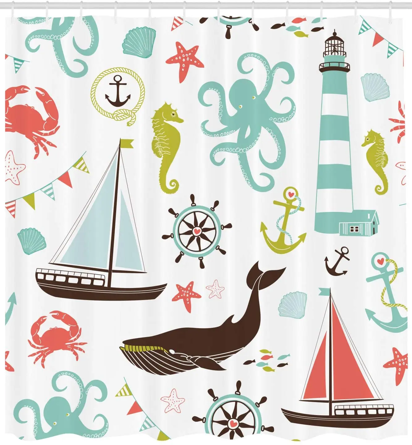 Морская занавеска для душа пастельный цвет набор украшений ванной | Дом и сад