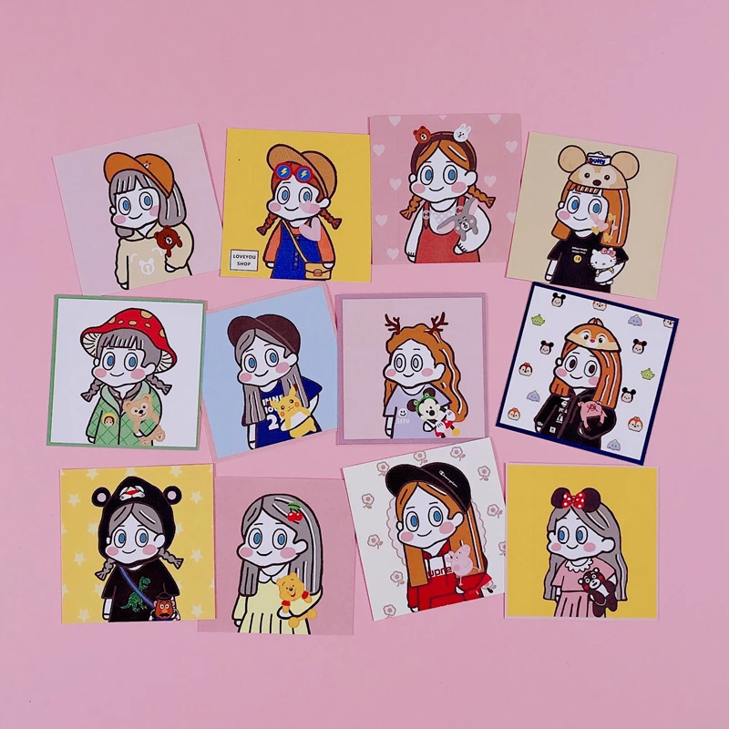 ins hot sale japanese little girl sticker album hand decorated stickers office learning decoration supplies mobile phone sticker free global shipping