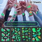 Светящиеся тату-наклейки на лицо, руку, тело, 12 листов