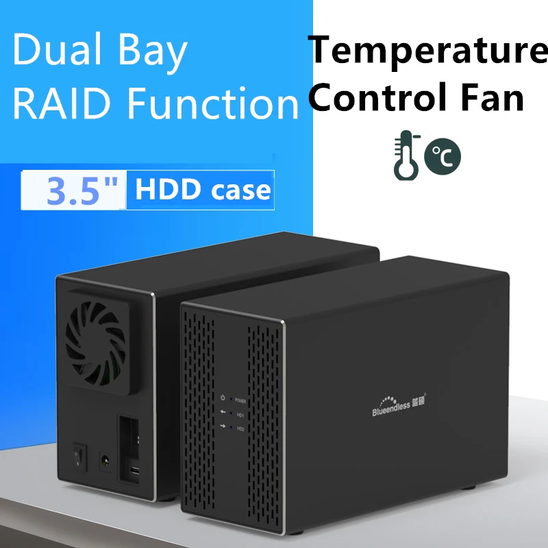 3.5 Dual Bay external hdd enclosure raid Array Cabinet sata Hard Disk Array with RAID Function USB Disk Array Box Dual Bay