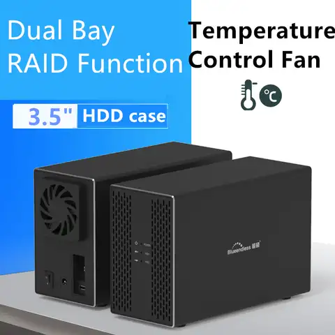 Корпус внешнего жесткого диска Dual Bay 3,5, корпус raid, корпус жесткого диска sata с функцией RAID, корпус USB-накопителя Dual Bay