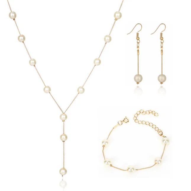 

Ожерелье и серьги из морского жемчуга, с круглыми бусинами