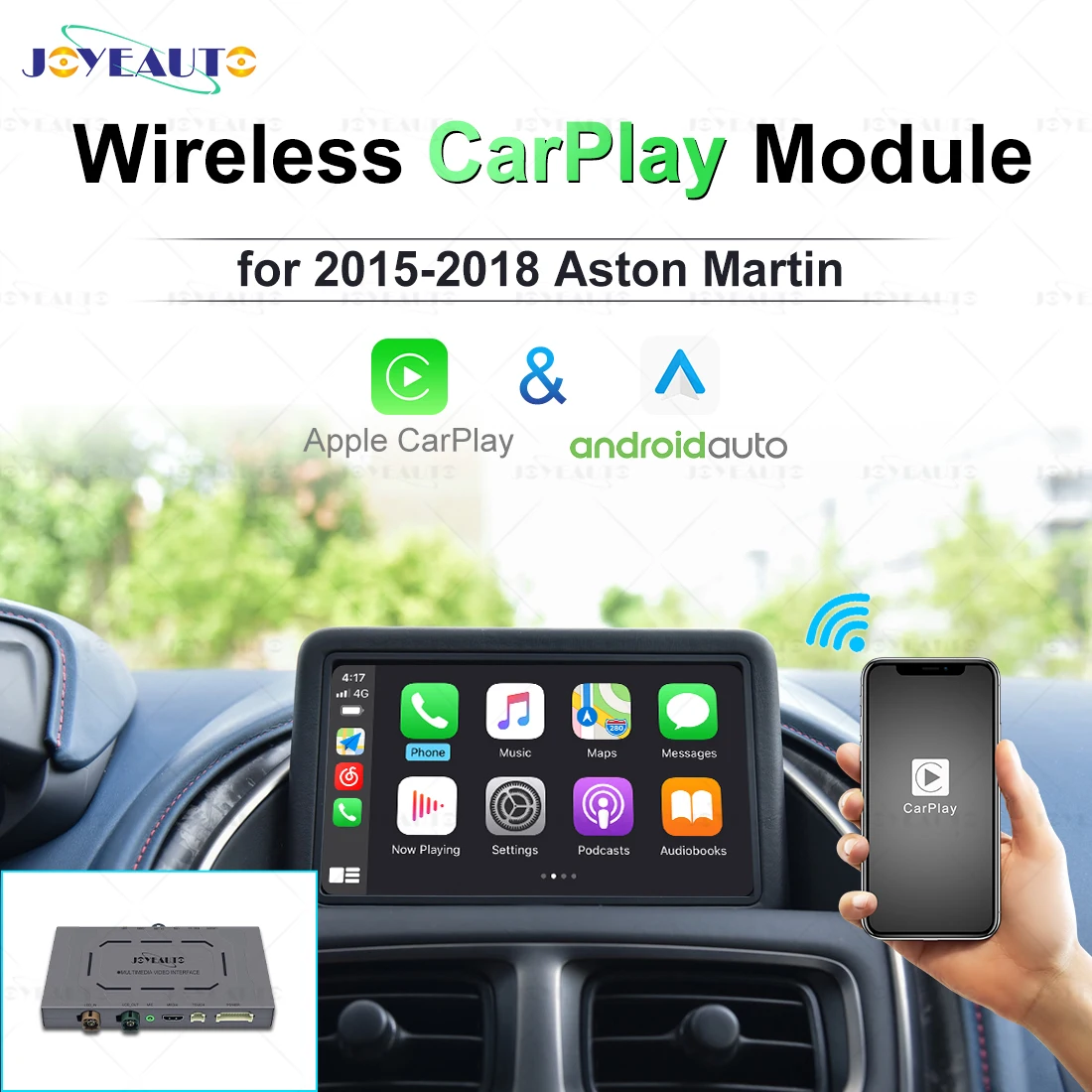 저렴한 JOYEAUTO 무선 애플 안드로이드 자동 Carplay 인터페이스 애스턴 마틴 2015-2018 미러 링크 애프터 마켓 개조 액세서리