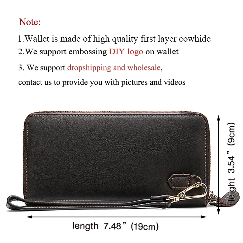 WESTAL Двойная Молния Кошелек Мужской Натуральная Кожа Клач Портмоне Мужское Зажим