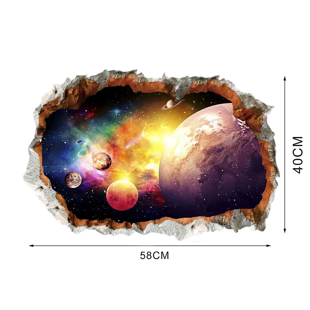 

3D Broken Wall Starry Sky Star Wall Stickers Living Room Bedroom Children's Room Home Decoration Accessories Vinyl Wallpaper