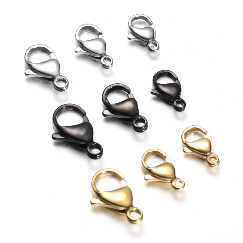 

Semitree 25Pcs/Lot 12mm Gold Stainless Steel Black Lobster Clasps Hooks Jewelry Making Crafts Accessories DIY Necklace Bracelet