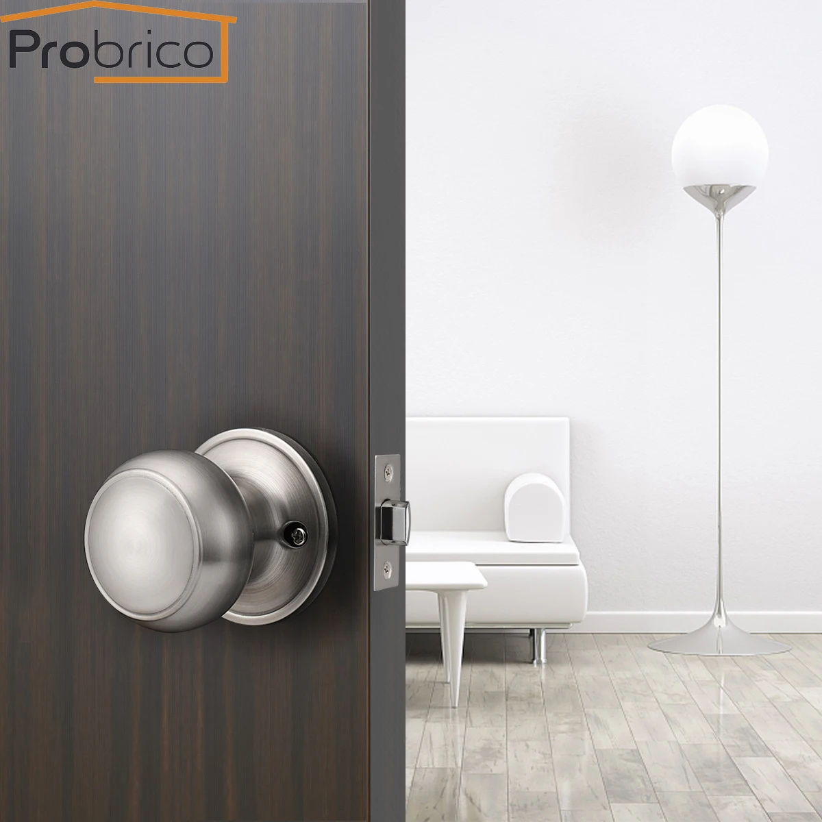 

Probrico Interior Door Knobs Rotation Locks stainless steel door Handles with latch for Aisle Living Room Keyless passage lock