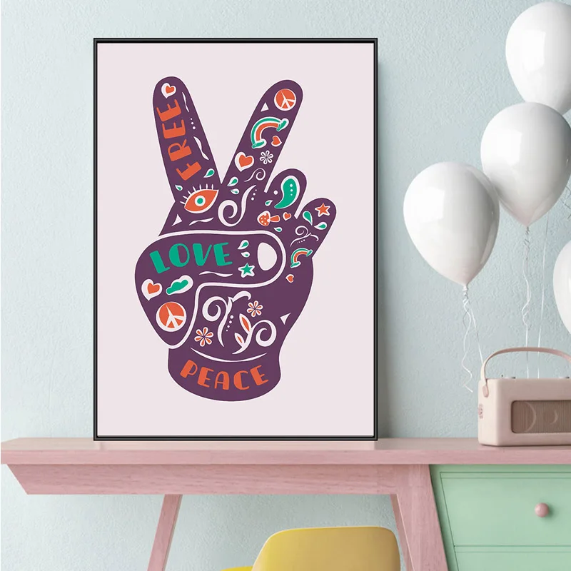 Самодельные настенные картины ручной работы на холсте Love Peace Free ART для гостиной
