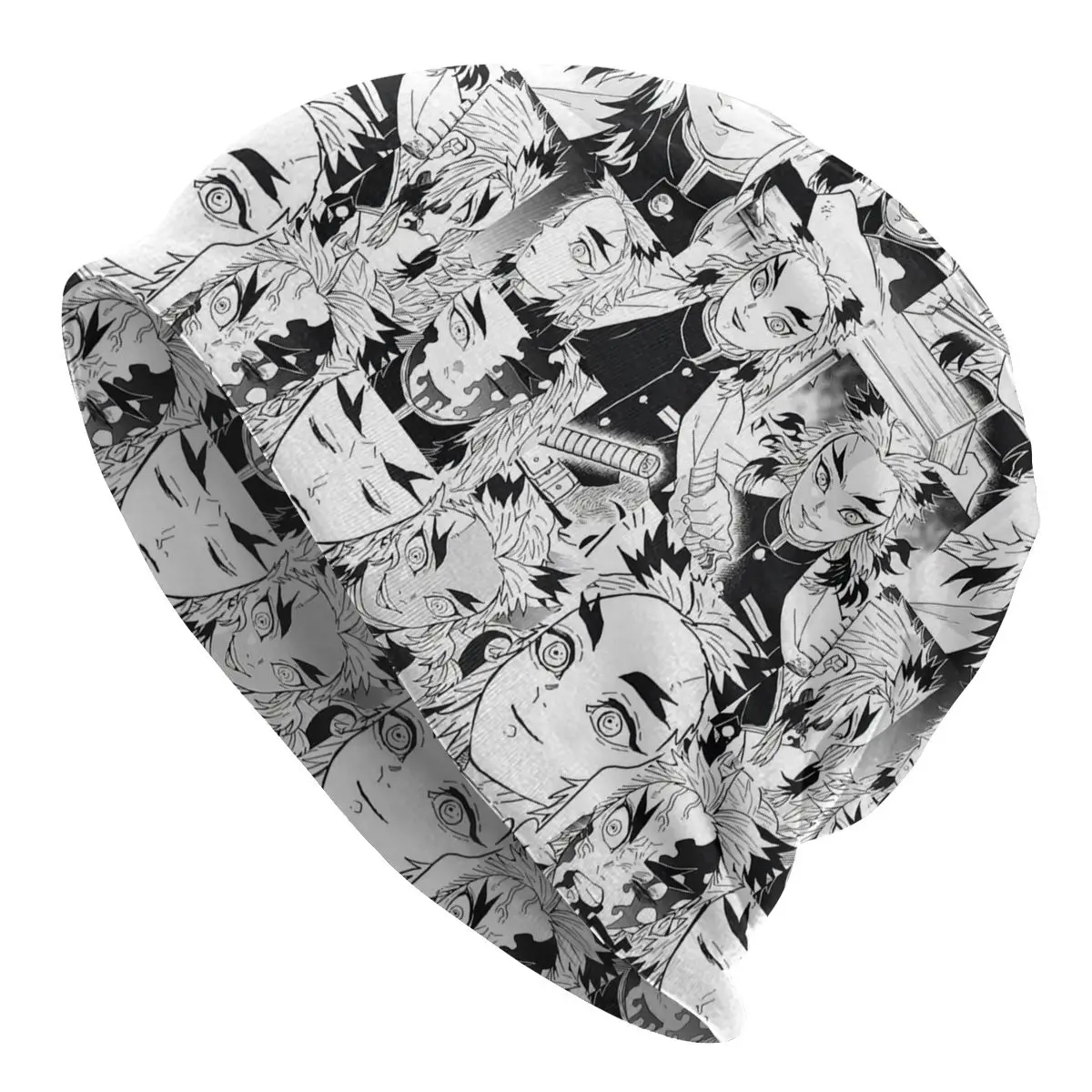 

Rengoku Aniki Collage Skullies Beanies Demon Slayer Plaid Hat Vintage Street Cap Autumn Winter Warm Head Wrap Bonnet Knit Hat