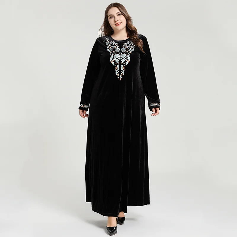 Женское платье Среднего Востока размера плюс с богемной вышивкой мусульманское