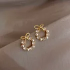 Серьги женские, корейские, с бантиком, массивные, сережки Oorbellen