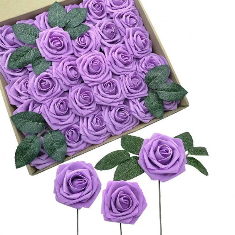 

25pcs 8cm PE foam rose artificial Flowers Fake Flower Bridal Bouquet Wedding Decor DIY Scrapbooking Craft home table decoration