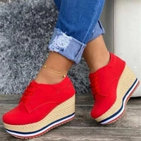 2022 women flats platform shoes fashion lace up straw the heel wedges sneakers vulcanize shoes casual shoes zapatillas mujer