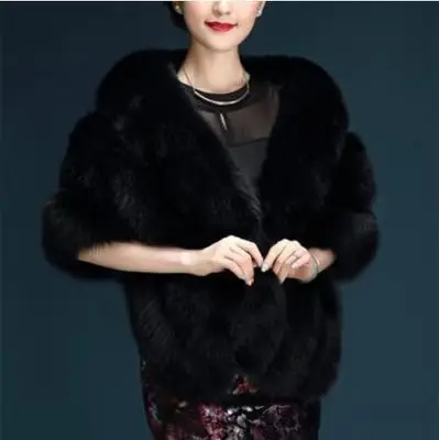 

New Women Wedding Shawl Evening Party Dress Wrap Fur Shoulder Capes Bridal Jacket Coat Faux Fox Fur Slim Lady Fake Fur Cloak