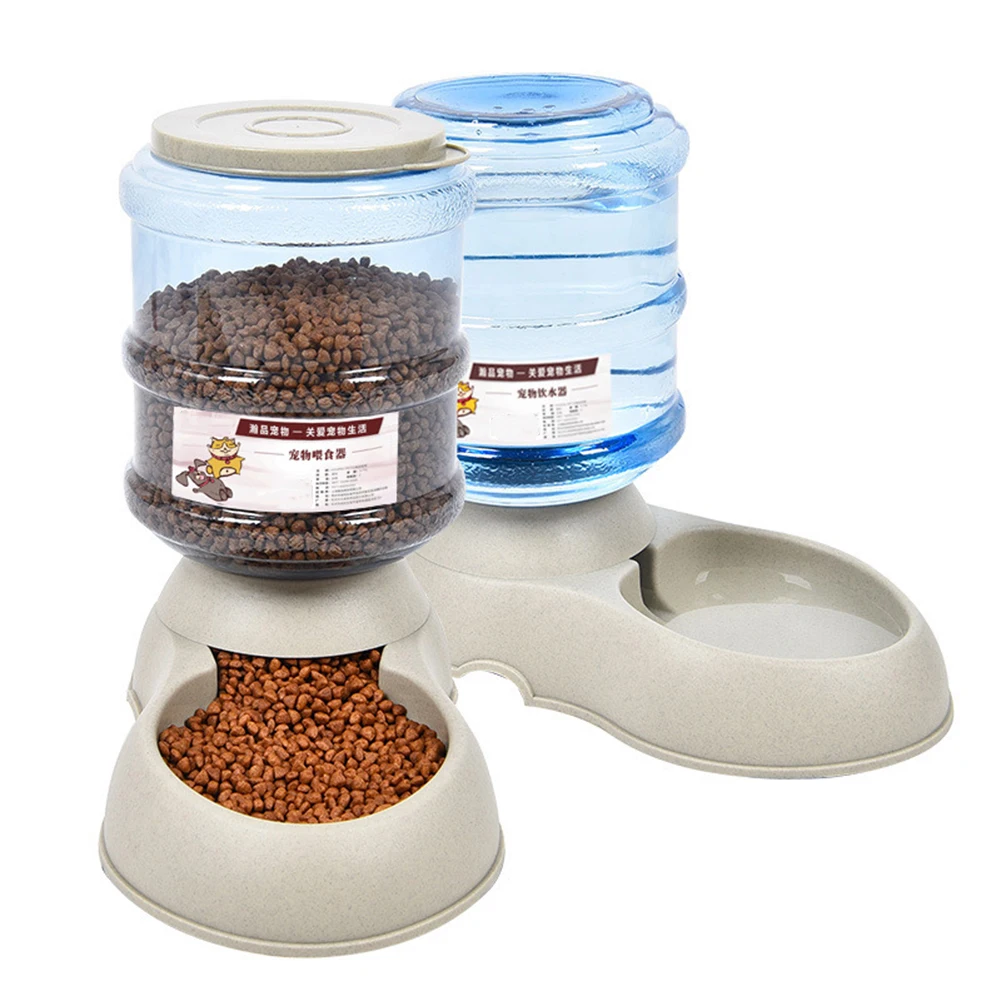 

3.75L Plastic Pet Bowl Kitten Puppy Large Capacity Dispenser Feeding Drinking Bowl Dog Cat Automatic Feeder Drinker