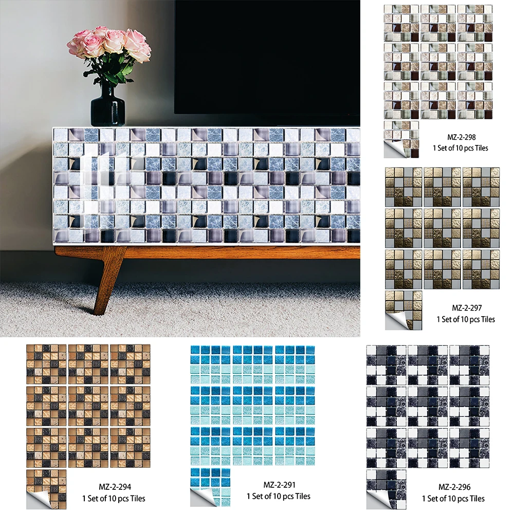 Плоская мозаичная Хрустальная жесткая пленка 10 шт./компл. наклейка для плитки