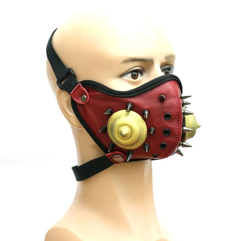 

Halloween Adult Men and Women Rivet Elastic Bandage Latex Mask Cosplay Half Face Game Party Performance Costume Mask