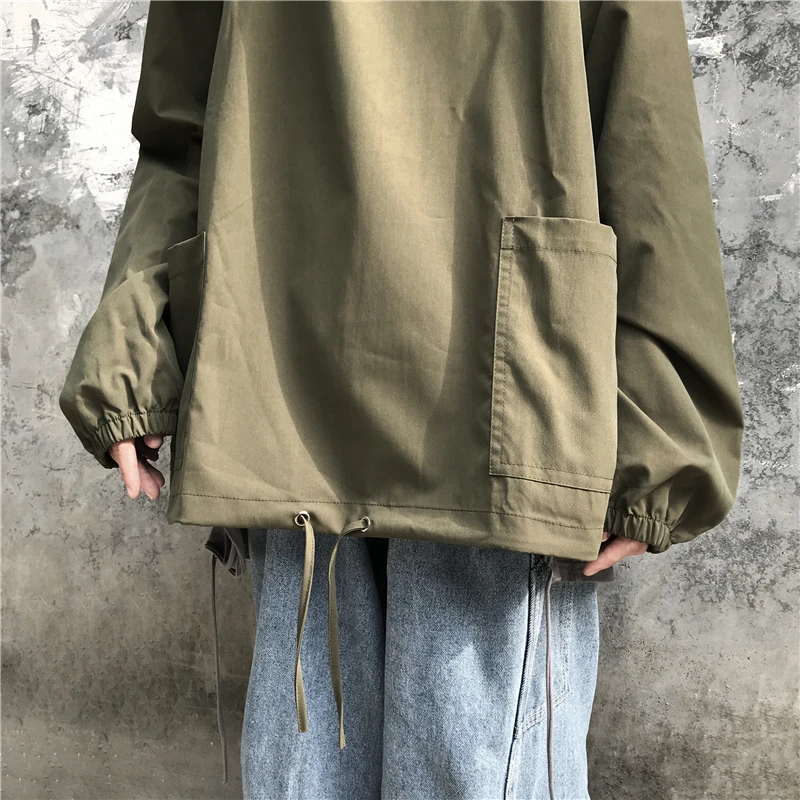 Куртка IEFB/мужская и женская с воротником хомутом капюшоном тонкая свободная