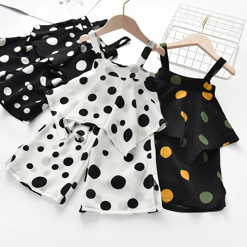 2 шт. Детский комплект из топа на подтяжках и брюк с широкими штанинами|Комплекты