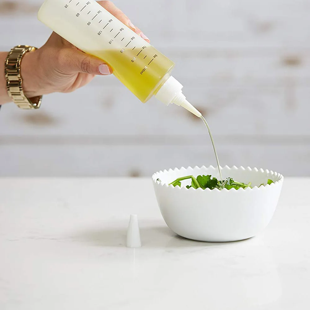 

8oz 16oz plastic Squeeze Squirt Bottles with Leak-Proof White Cap Ideal for Oil,Condiments, Dressing, Paint, Crafts With Funnel