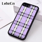 LvheCn силиконовый чехол для телефона для iPhone 6, 6S, 7, 8 Plus, 5 дюймов, фотография X, XS, XR, 11 PRO MAX, лавандовый, в клетку