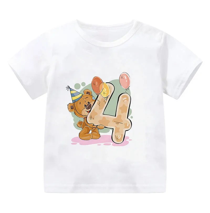 

Children's Digital Cartoon Birthday Boy T Shirts For Children Happy Animal Girls T Shirts Birthday Gift White Birthday T Shirt
