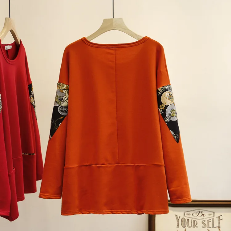 Женская толстовка с длинным рукавом весна 2020 пуловер принтом большой размер