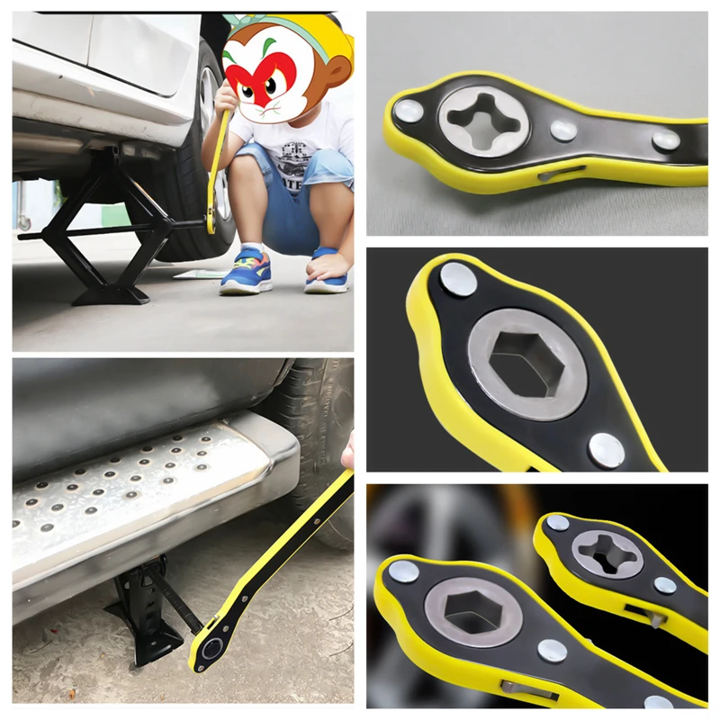 Portable Auto Labor-saving Jack Ratchet Wrench Metal Car Lug Spanner Handle Cross/ Inner Hexagon |