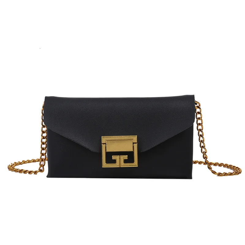 Новинка 2020 Корейская женская тонкая сумка конверт с цепочкой и застежкой