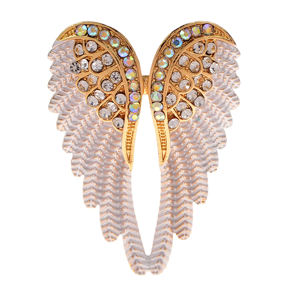 

CINDY XIANG Rhinestone Wing Brooches for Women Rhinestone Beautiful Angel Jewelry 4 Colors Available Wedding Birthday Pin Gift