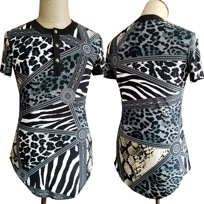 Мужские рубашки для латинских танцев с коротким рукавом модный топ принтом