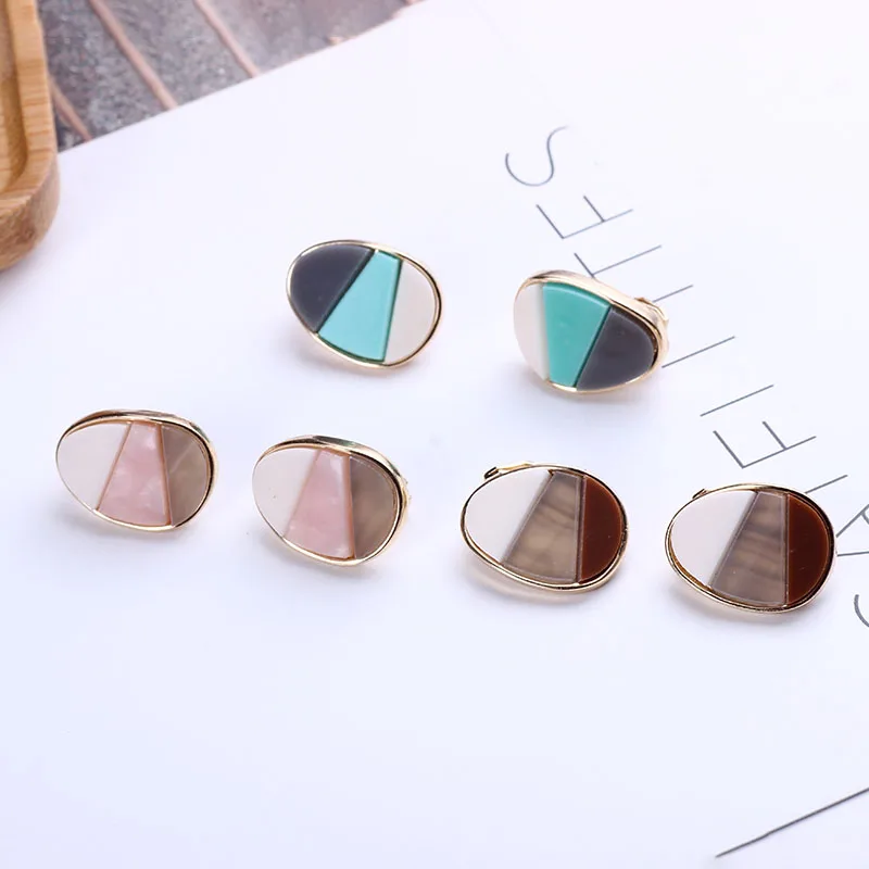 Женские серьги клипсы геометрические Овальные цветные простые не ПРОКАЛЫВАЮЩИЕ