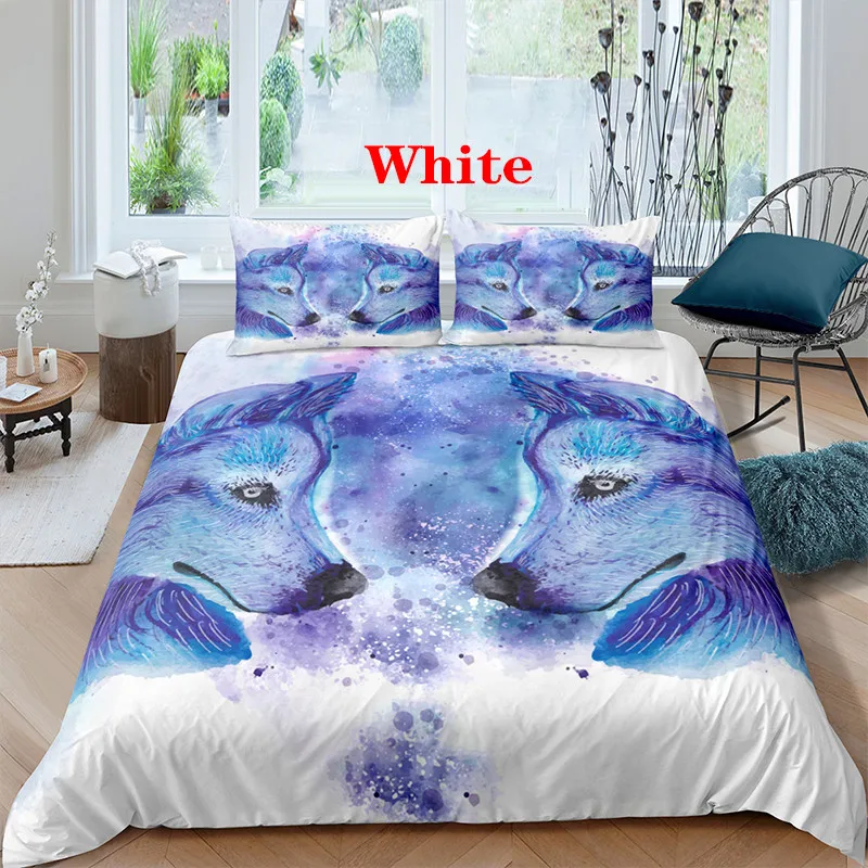 

3D Printing Animal Bedding Set Wolf Pattern Blue Duvet Cover Comforter Bedding Sets Bedclothes Bed Linen Pillowcases