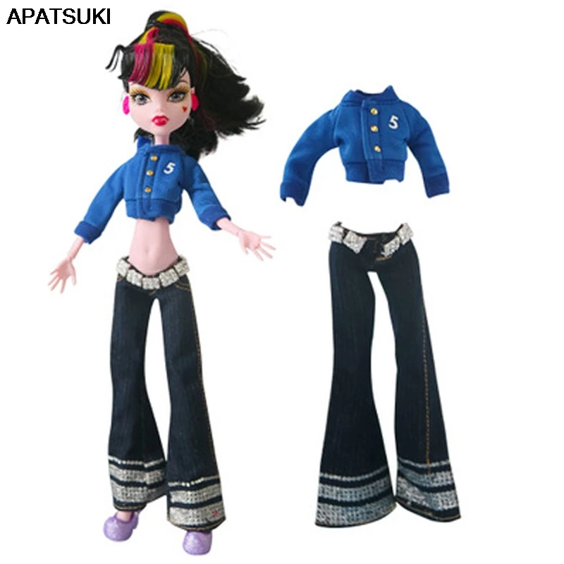 1 комплект синие Топы + длинные штаны Одежда для кукол Monster High куклы монстры модные