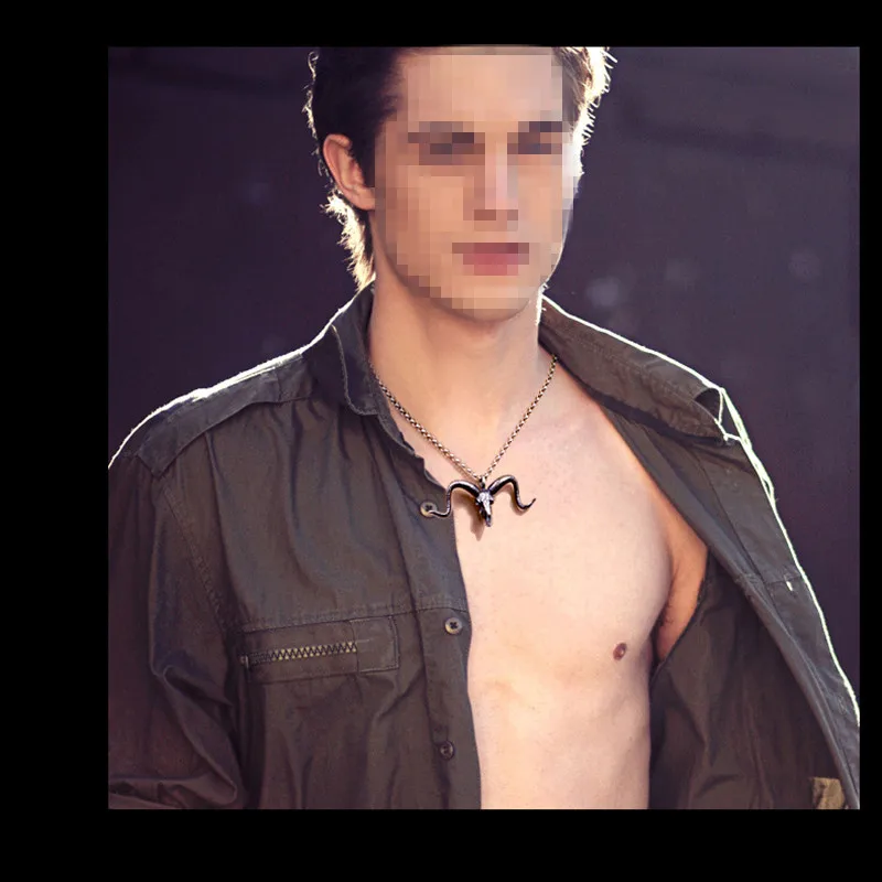 

Sheep Skeleto Pendant Pure 925 Sterling silver Vintage Skull Free black leather Rope Men Women Necklace Pendant Jewelry 2020 P23