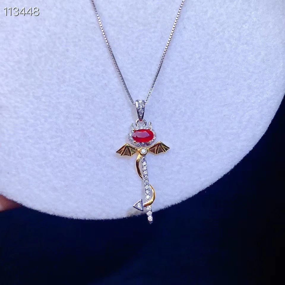 Ожерелье унисекс из серебра 925 пробы с красным Рубином | Украшения и аксессуары