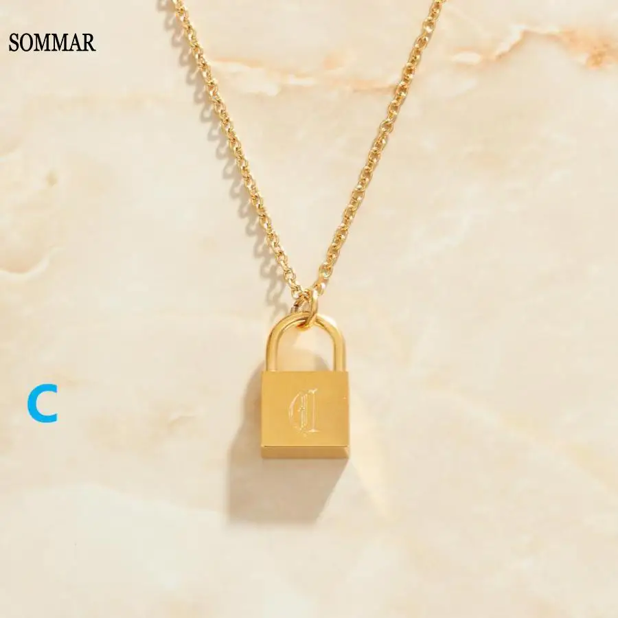 SOMMAR-Colgante de oro de 18KGP para mujer y hombre, collar maxi con letras de bloqueo concéntrico ABC, joyería de boda, gran oferta