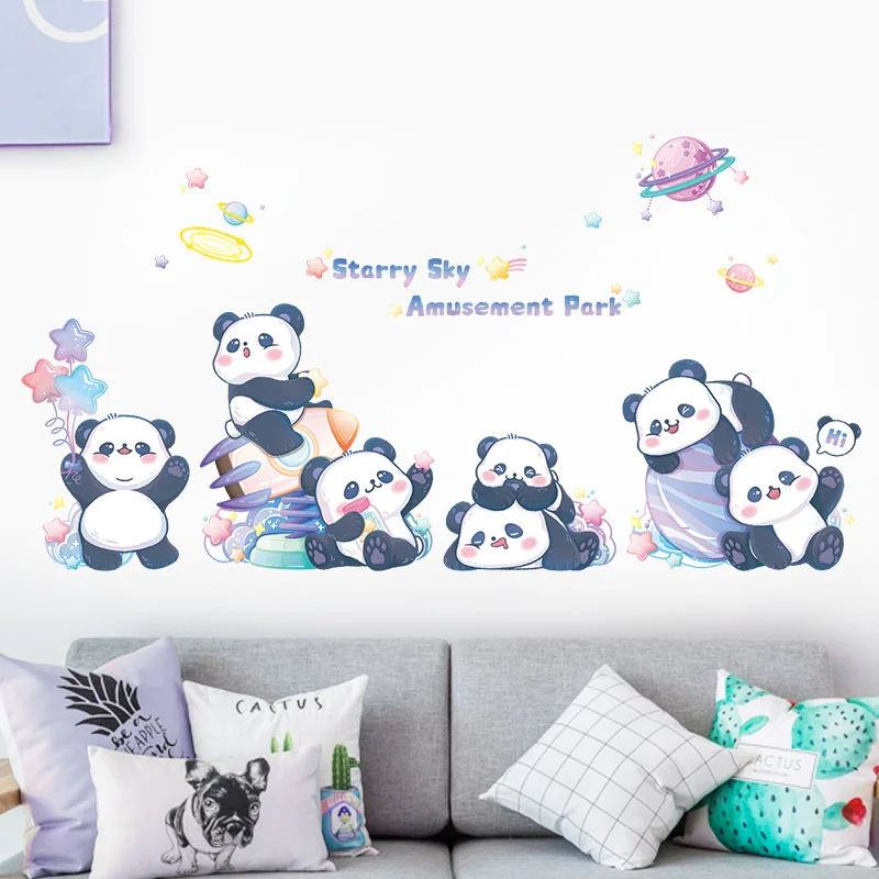 

Cute Panda Aniamals Wall Stickers For Kids Rooms Baby Child Room Wall Decoration Home Decor Self Adhesive Vinyl Wallpaper
