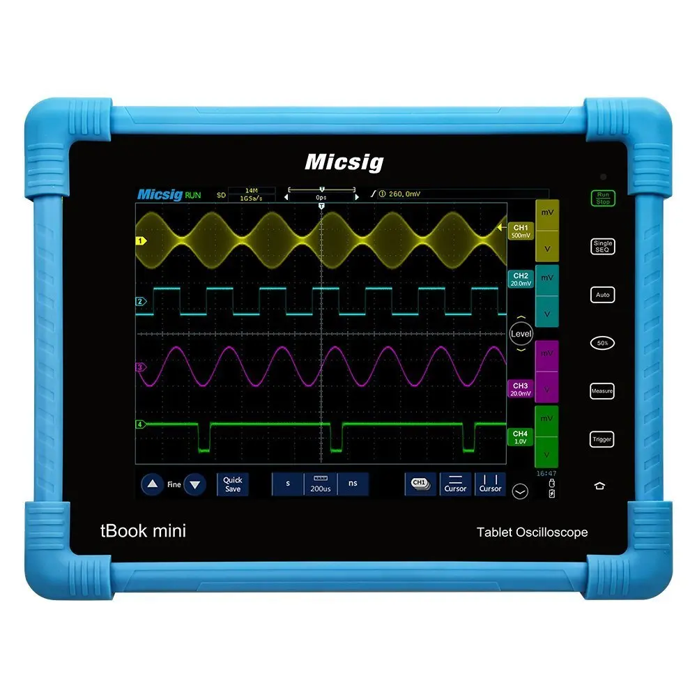 

Micsig Tablet Portable Digital Oscilloscope TO1104 100MHz 4CH 28Mpts Handheld Automotive Oscilloscope Diagnostic Touchscreen