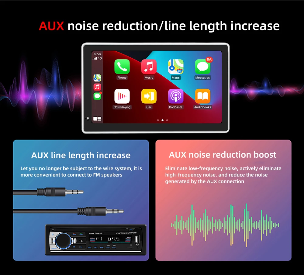 7 inch touch screen portable wireless apple carplay wireless android auto multimedia bluetooth navigation hd1080 stereo linux free global shipping